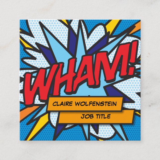 WHAM Fun Retro Comic Book Quadratische Visitenkarte (Vorderseite)