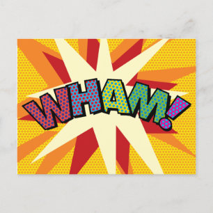WHAM Fun Retro Comic Pop Kunst Ankündigungspostkarte
