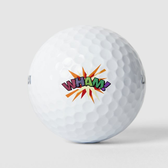WHAM Fun Retro Comic Pop Kunst Golfball (Vorderseite)