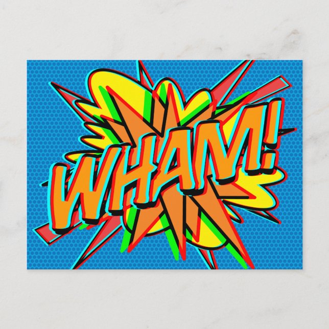 WHAM Fun Retro Comic Pop Kunst Postkarte (Vorderseite)