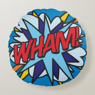 WHAM KA-POW Spaß Retro-Comic- Pop-Art Rundes Kissen