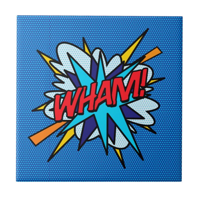 WHAM Lustige Retro-Comic-Book-Pop-Art Fliese (Vorderseite)