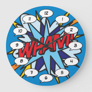 WHAM Lustige Retro-Comic-Book-Pop-Art Große Wanduhr