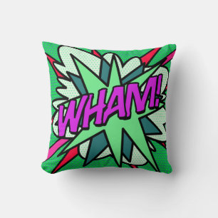 WHAM Moderne Coole Lustige Comic-Book-Grün Kissen