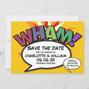 WHAM Rettet das Datum Spaß Retro-Comic-Book-Pop-Ar Save The Date
