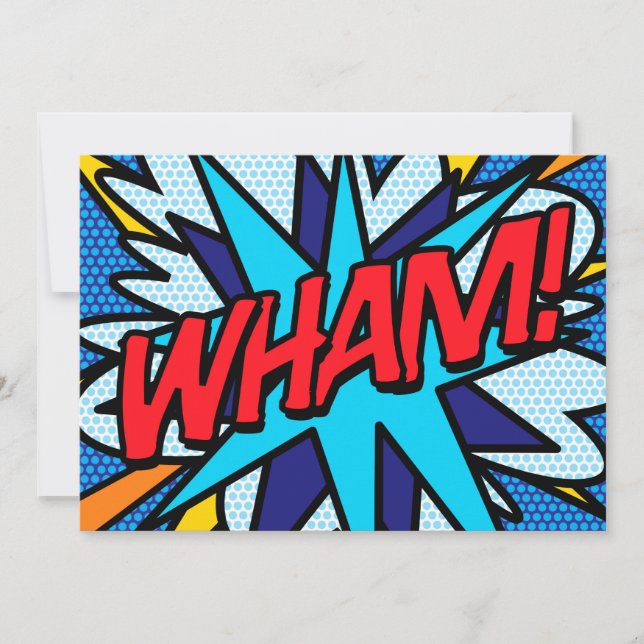 WHAM Sprechblase mit deiner Nachricht Spaß im Retr Ankündigung (Vorderseite)