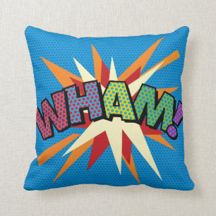WHAM ZAP Lustiges modernes cool Comic-Book Pop Art Kissen