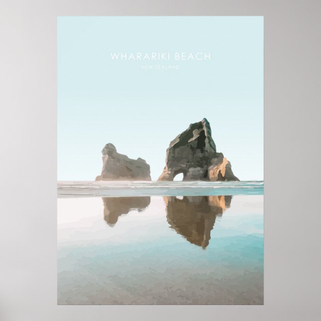 Wharariki Beach, Neuseeland Travel Artwork Poster (Vorne)