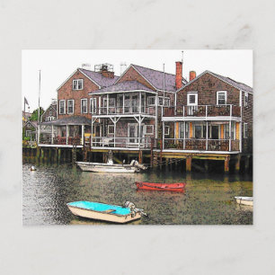 Wharf-Hütten - VINTAGER Blick Postkarte