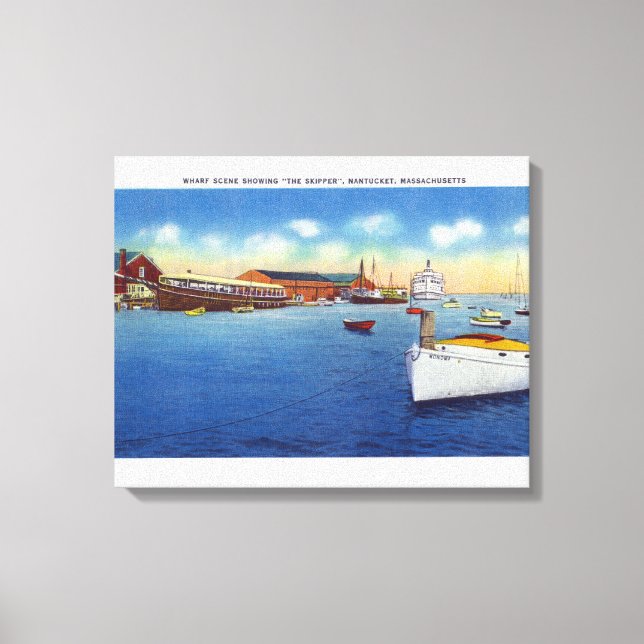 Wharf-Szene mit dem Skipper-Schiff Leinwanddruck (Vorderseite)