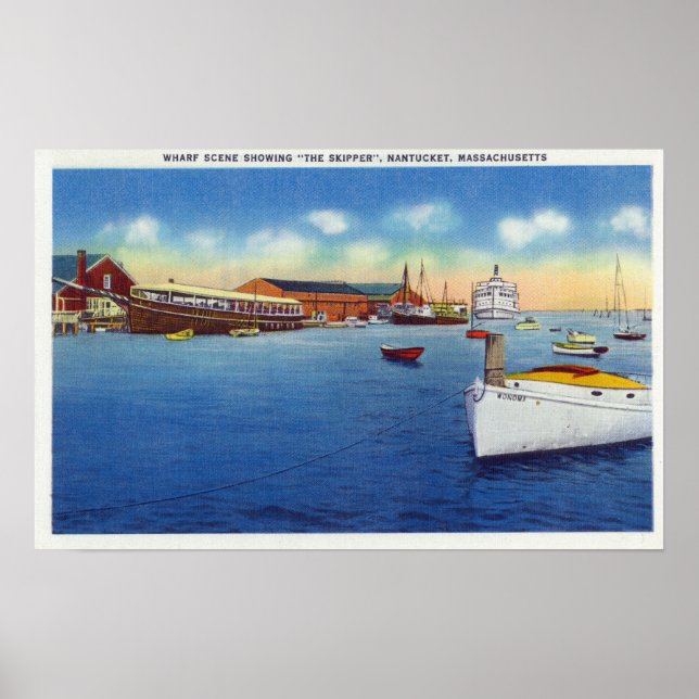 Wharf-Szene mit dem Skipper-Schiff Poster (Vorne)