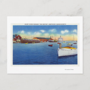 Wharf-Szene mit dem Skipper-Schiff Postkarte