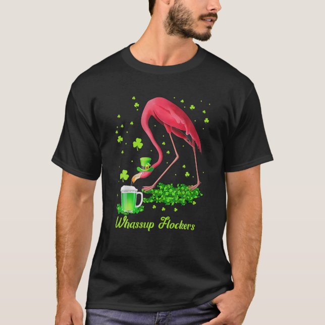 Whassup Flockers Lucky Irish Flamingo T-Shirt (Vorderseite)