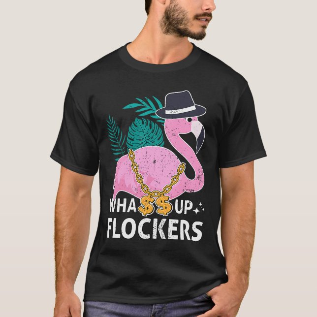 Whassup Flockers Summer Gangster Flamingo HipHop B T-Shirt (Vorderseite)