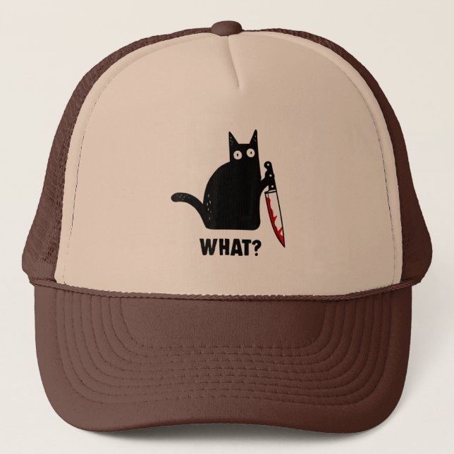 What cat murder with knife  horror cat halloween truckerkappe (Vorderseite)