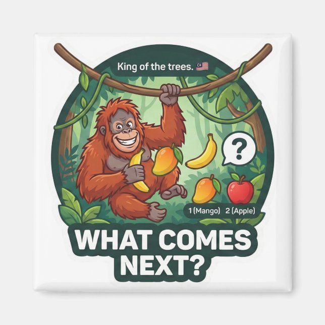 What Comes Next? Orangutan Pattern Logic Game Magnet (Vorne)