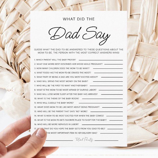 What Did The Dad Say Minimalist Baby Shower Games Einladung (Von Creator hochgeladen)