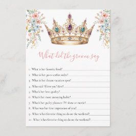 What Did the Groom Say queen Bridal Shower Game Begleitkarte