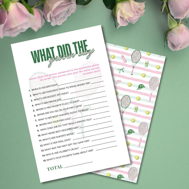 What Did the Groom Say Tennis Bridal Shower Game (Von Creator hochgeladen)