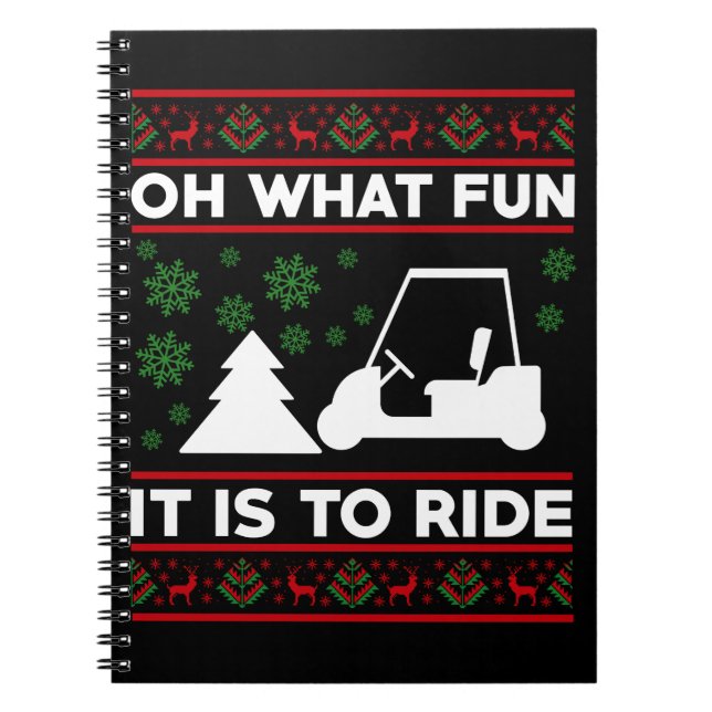 What fun it is to ride golf cart christmas notizblock (Vorderseite)