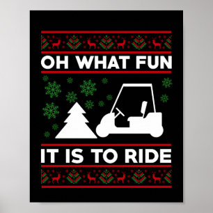What fun it is to ride golf cart christmas poster