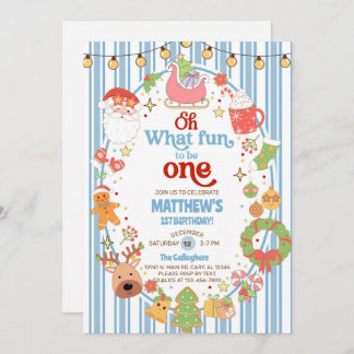 What fun to be One boy 1st birthday invite. Einladung