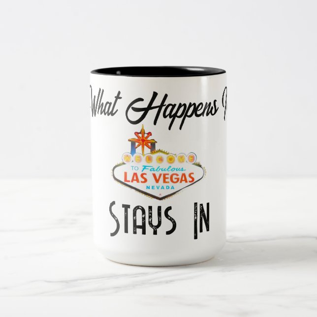 What Happens in Vegas Stays in Vegas Mug ☕ | Funny Zweifarbige Tasse (Mittel)