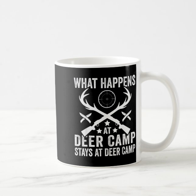 What Happens Stays At Deer Camp Funny Deer Hunting Kaffeetasse (Rechts)