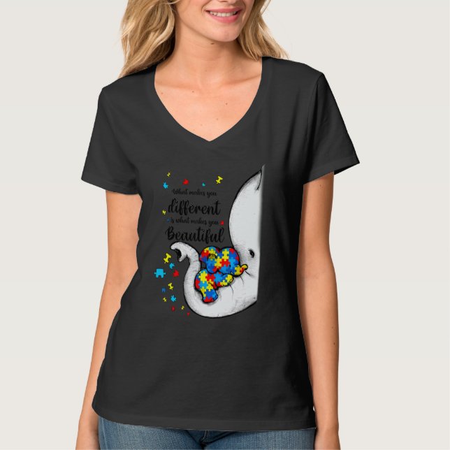 What Makes You Different Elephant Mom Autism Child T-Shirt (Vorderseite)