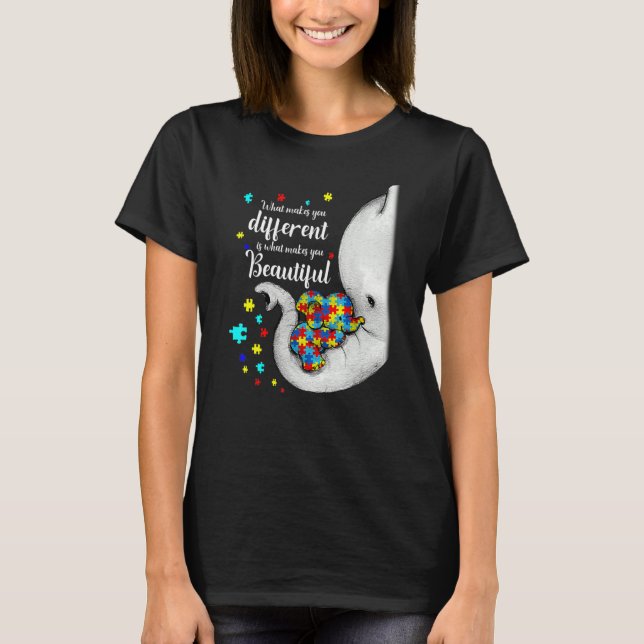 What Makes You Different Elephant Mom Autism Child T-Shirt (Vorderseite)