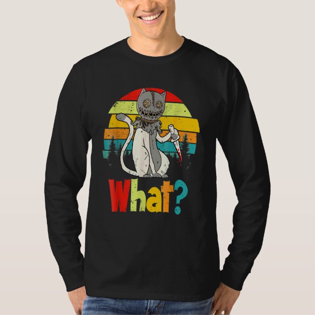 What Murderous Cat Holding Knife  Halloween Costum T-Shirt (Vorderseite)