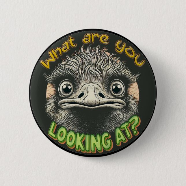 What Ostrich Funny Face Button (Vorderseite)