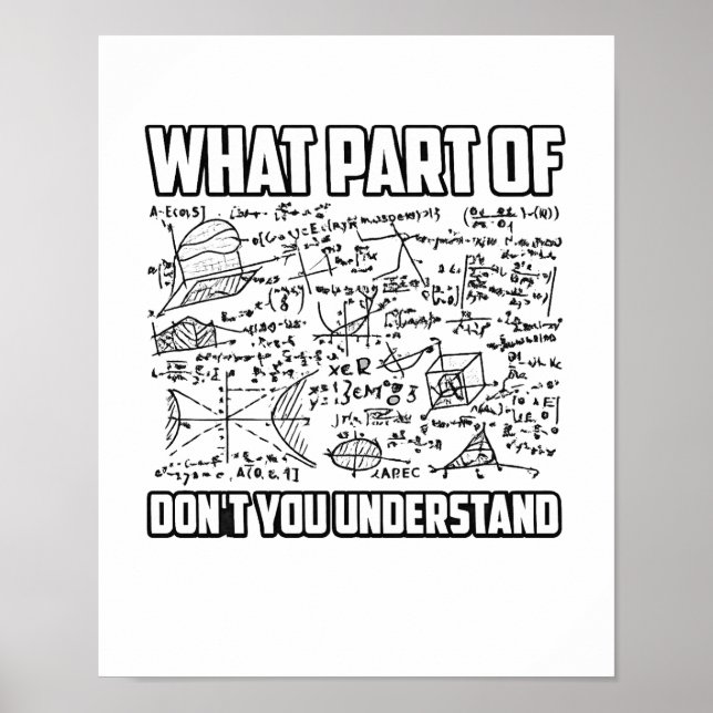 What Part Of Don't You Understand? Funny Math  Poster (Vorne)