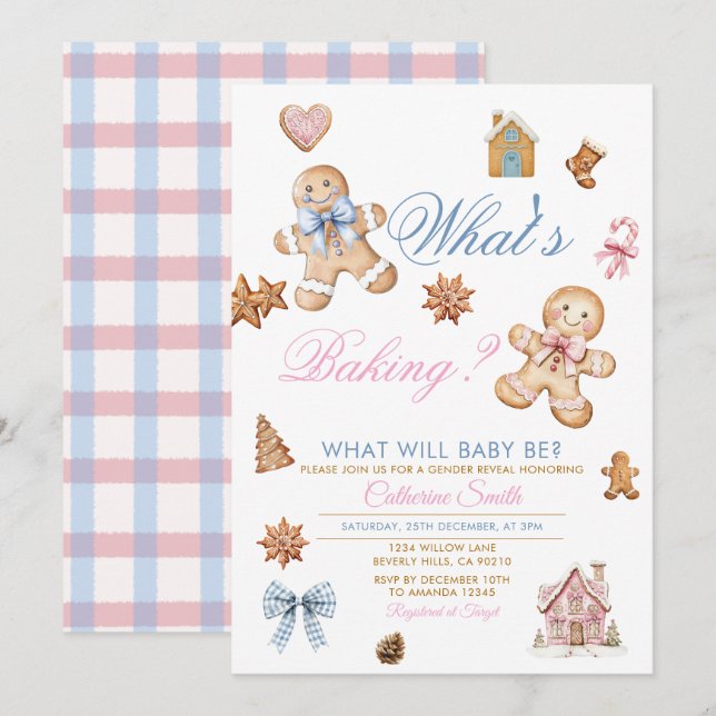 What’s Baking Gingerbread Gender Reveal Invitation Einladung (Vorne/Hinten)