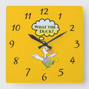 What the Duck? Wall Clock Quadratische Wanduhr