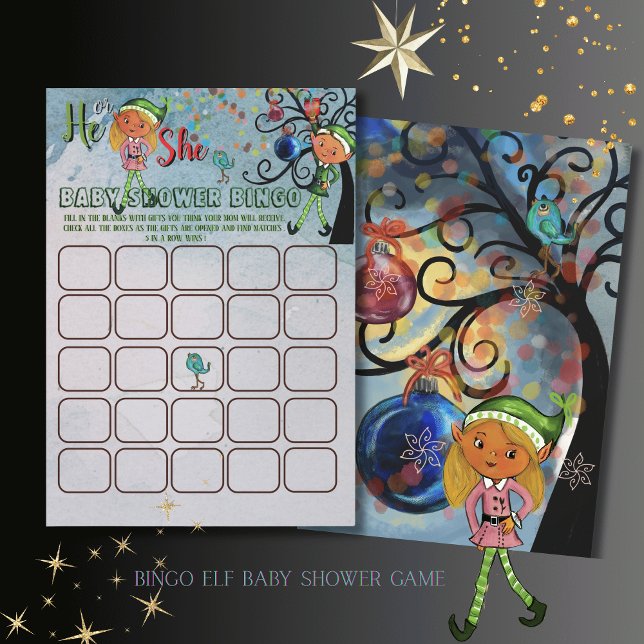 What the Elf winter Baby Shower Bingo Game Card Einladung (What the Elf winter Baby Shower Bingo Game Card)