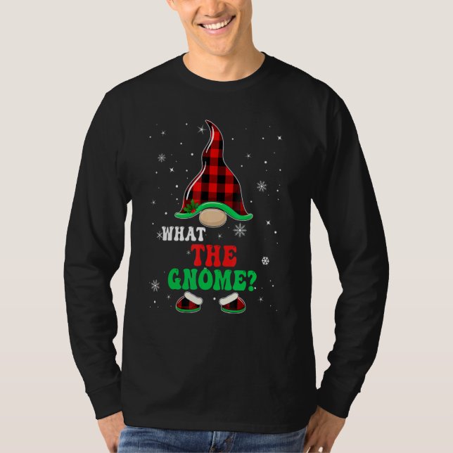 What The Gnome Buffalo Plaid Matching Christmas Gr T-Shirt (Vorderseite)