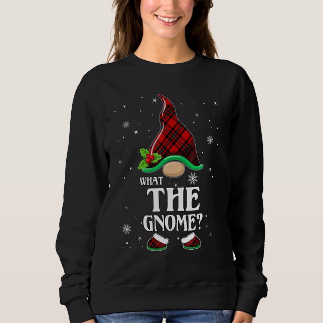What The Gnome Red Plaid Matching Family Christmas Sweatshirt (Vorderseite)