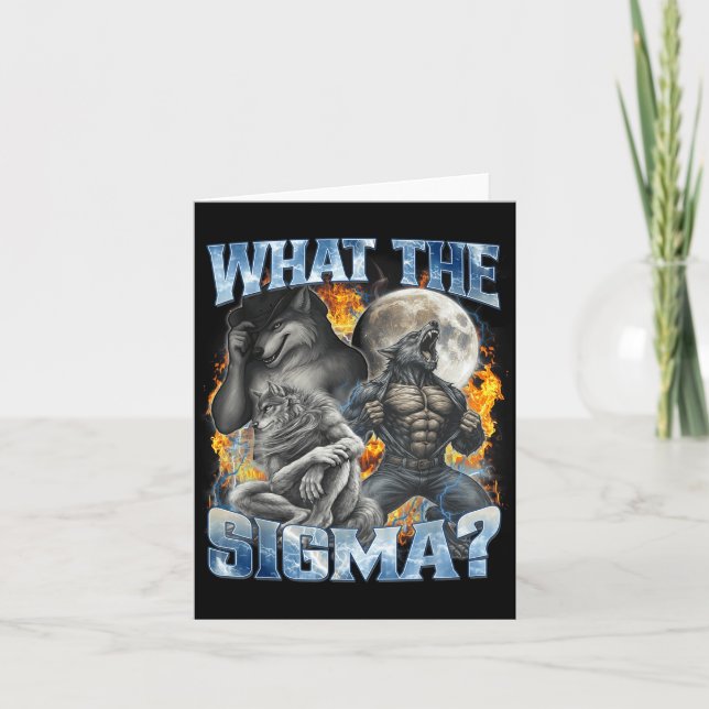 What The Sigma Cool Funny Alpha Wolf Werewolf Boot Karte (Vorderseite)