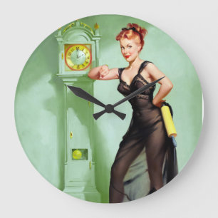 What Time Is It? Pin Up Große Wanduhr