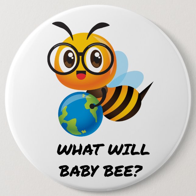 What Will Baby Bee gender reveal party Button (Vorderseite)