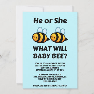 What Will Baby Bee gender reveal party Einladung