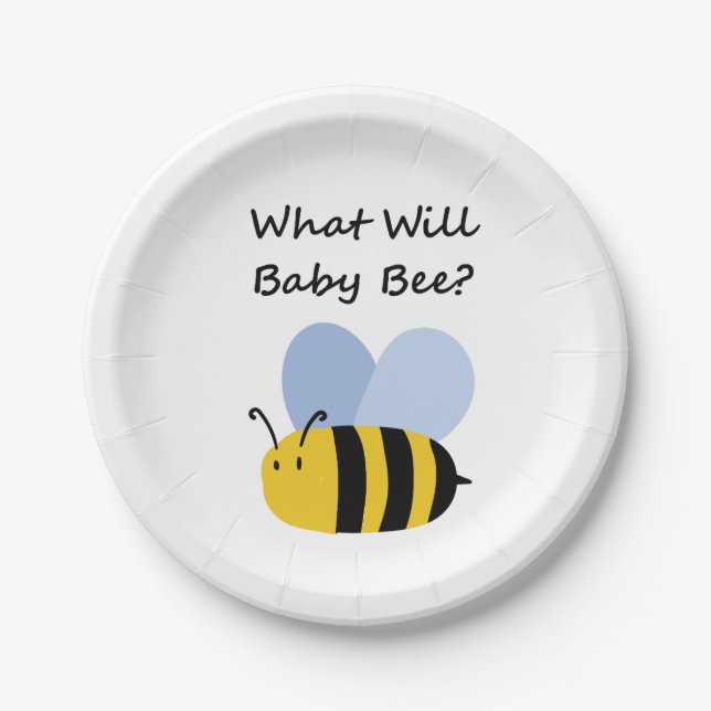 What Will Baby Bee gender reveal party Pappteller (Vorderseite)