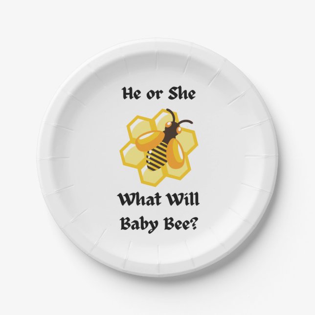 What Will Baby Bee gender reveal party  Pappteller (Vorderseite)