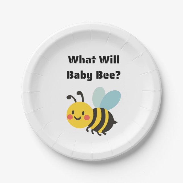 What Will Baby Bee gender reveal party Pappteller (Vorderseite)