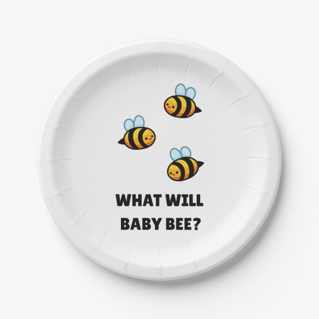 What Will Baby Bee gender reveal party Pappteller (Vorderseite)