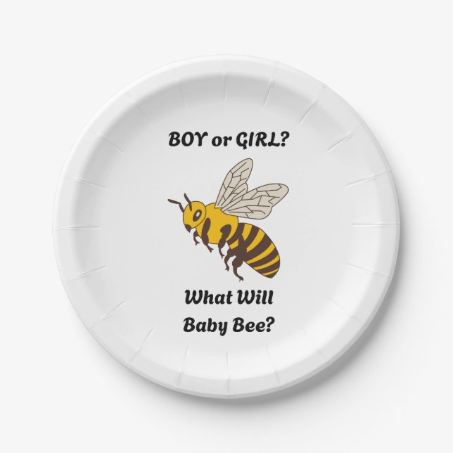 What Will Baby Bee gender reveal party Pappteller (Vorderseite)