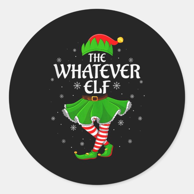 Whatever Elf Christmas Family Girls Women Elf Squa Runder Aufkleber (Vorderseite)
