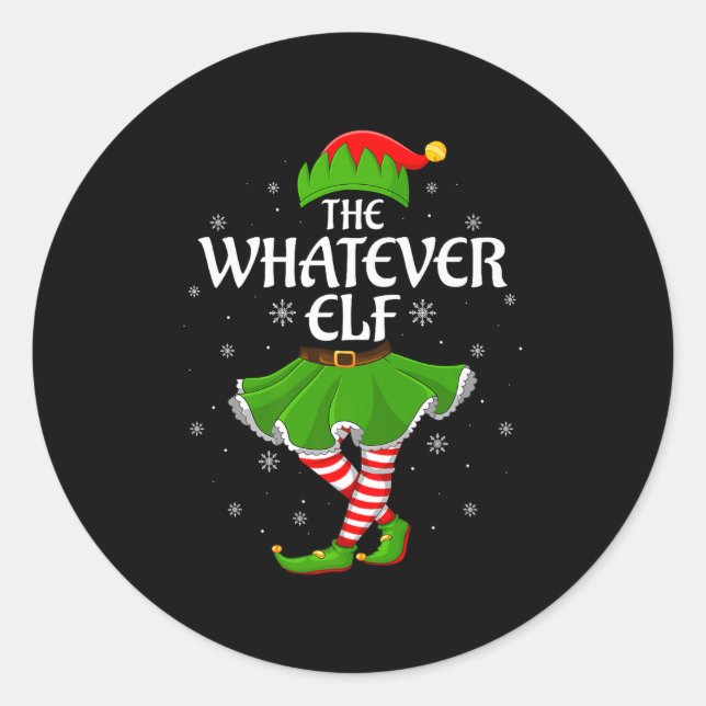 Whatever Elf Christmas Family Girls Women Elf Squa Runder Aufkleber (Vorderseite)