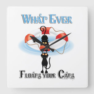 WhatEver Floats your Cats 2 Quadratische Wanduhr